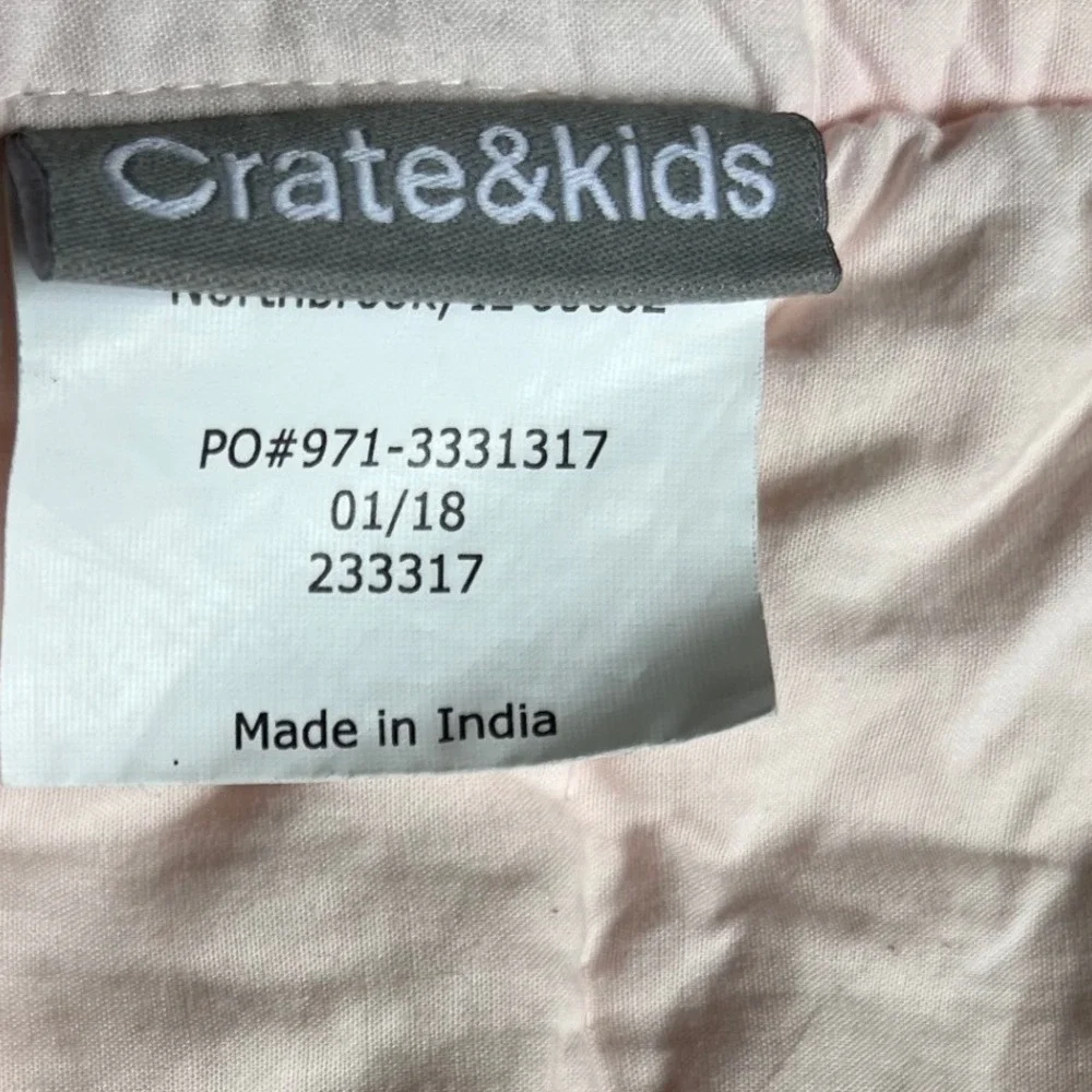 Crate & Kids Pink Floral Embroidered Cotton Baby Quilt Blanket 35x44 Garden
